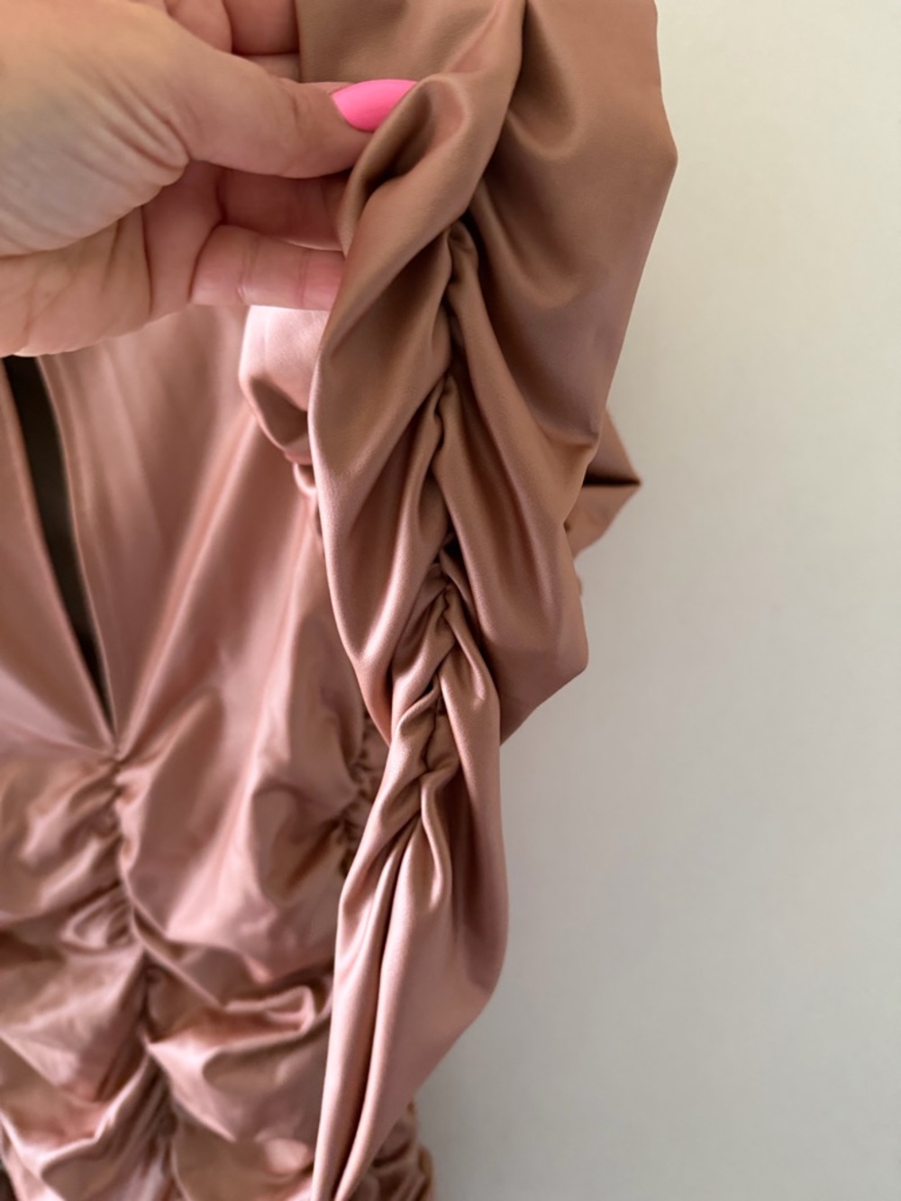 ASOS Tan leather Ruched Mini Dress - Picture 9 of 9